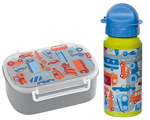 Preisvergleich Produktbild Sigikid Brotdose und Trinkflasche Traffic Fahrzeuge Auto Geschenkset für Kindergartenkinder oder ABC Schützen