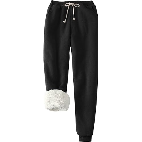 Flygo Women's Winter Warm Fleece Joggers Pants Sherpa Lined Athletic Active Sweatpants