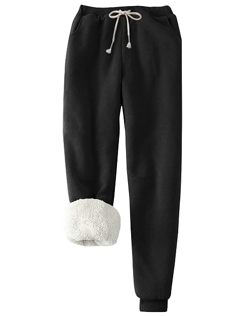 Flygo Womens Winter Warm Fleece Joggers Pants Sherpa Lined Athletic Active Sweatpants