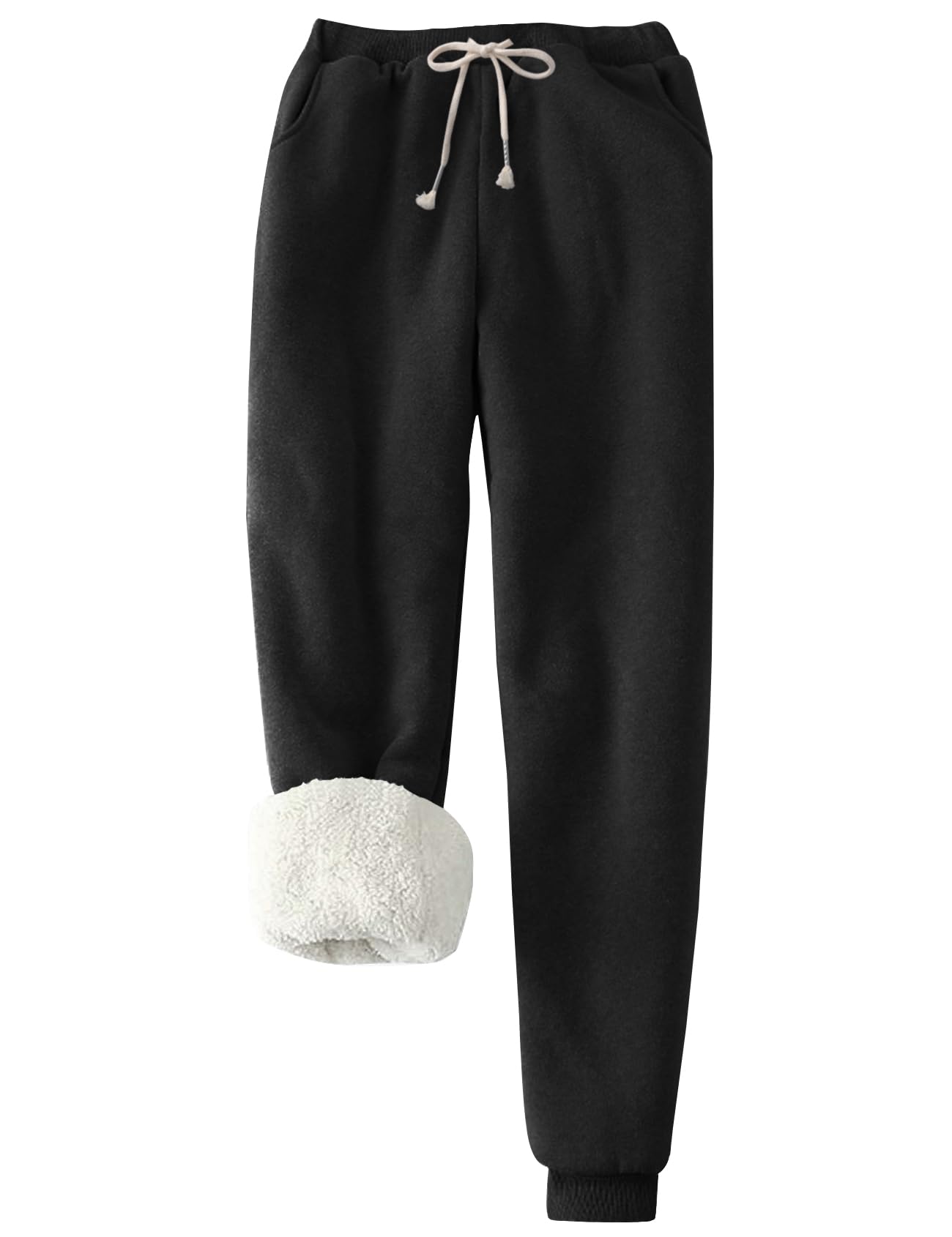 Flygo Women's Winter Warm Fleece Joggers Pants Sherpa Lined Athletic Active Sweatpants