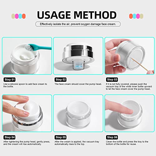 Jpnk Airless Pump Bottles Empty Cosmetic Container With Silicone Spatula Set For Creams Gels Lotion Toiletry (Silver) #TOP3