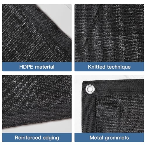 WindscreenSupplyCo Knitted Shade Cloth 10ft x 10ft 85% Sunblock Kennel Shade Cover with Grommets Black (Excludes Kennel) - PS1010BLKX1