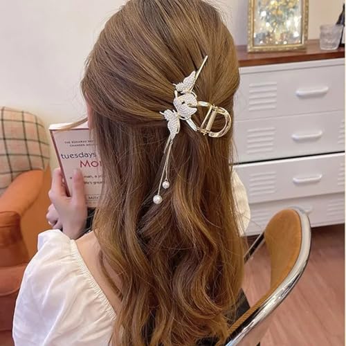 Image of Hair Clutcher For Women | Stylish Hair Claws For Girls | Trendy Alloy Metal Clips | Fashionable Girls Hair Accessories | Suitable In Various Occasions (Rhimestone) Pack Of 1