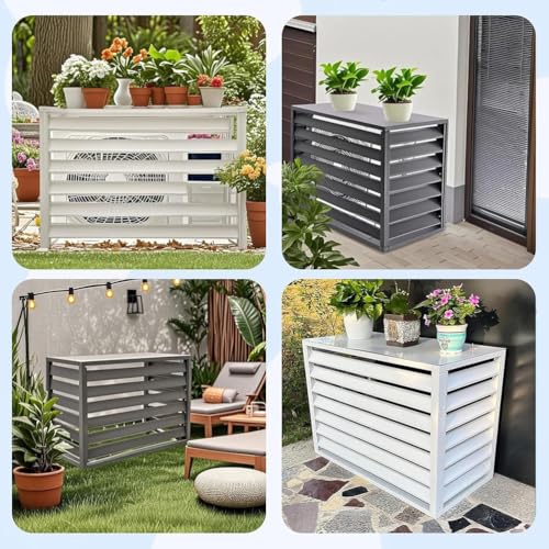 Abdeckung für Klimaanlage für den Außenbereich, Aluminium- Blumenständer für Wechselstromgerät und Wärmepumpe, Weiß, 110 x 80 x 60 cm (2- 3P), schützt Müll und Outdoor- Ausrüstung-5