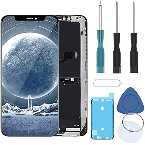 for iPhone 10S XS Max (6.5 Inch) 3D Touch Screen Replacement Digitizer Assembly Touchscreen Full Complete Front Glass with Repair Tool kit Waterproof Adhesive in Black Cover