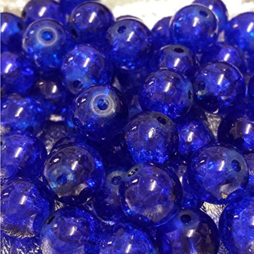 100 pieces 6mm Crackle Glass Beads - Cobalt Blue
