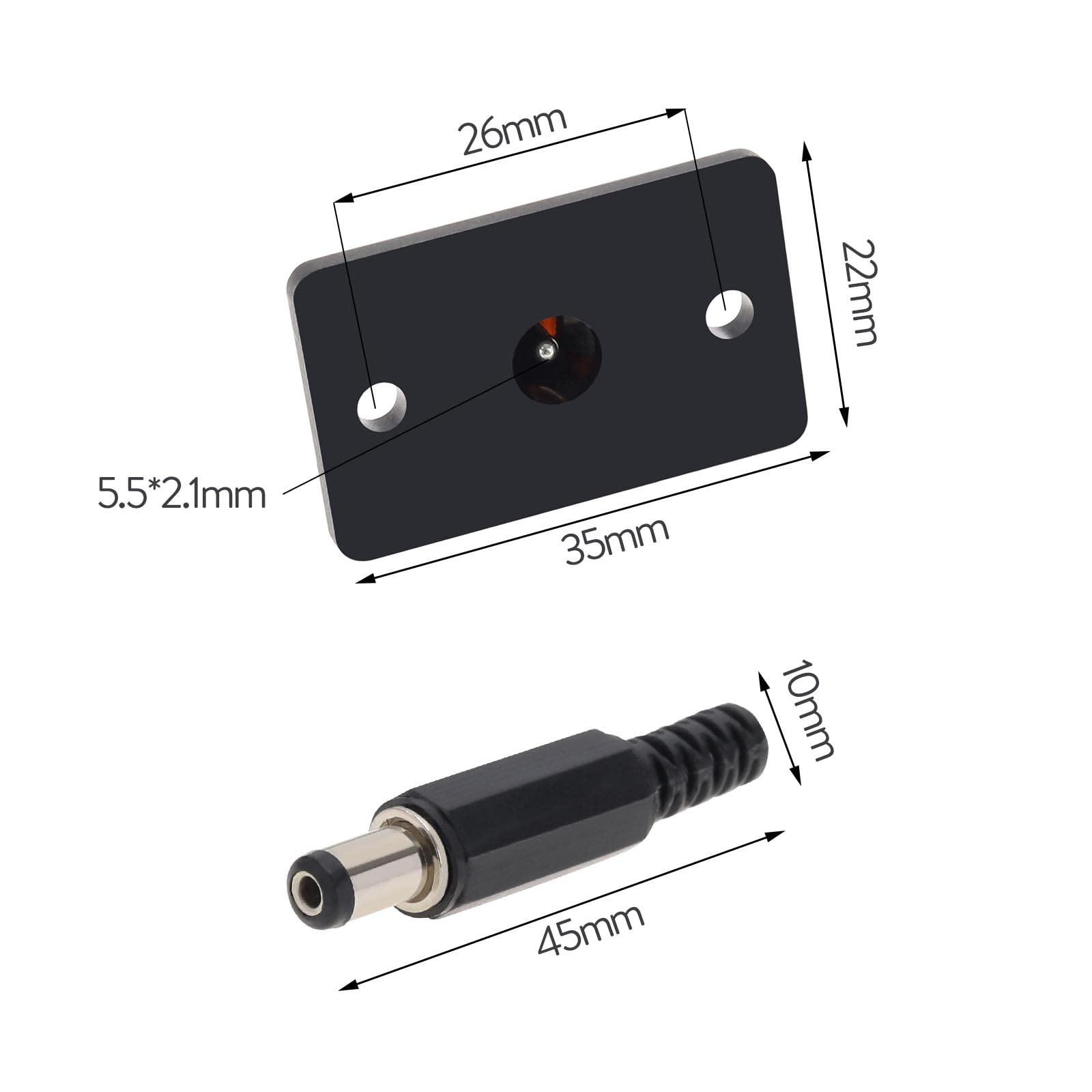 Lot De 5 Paires Prises DC 5.5x2.1 Mm Mâle/femelle - Pour Montage Sur Panneau, 12V 3A, Pour Audio, Appareils - 13