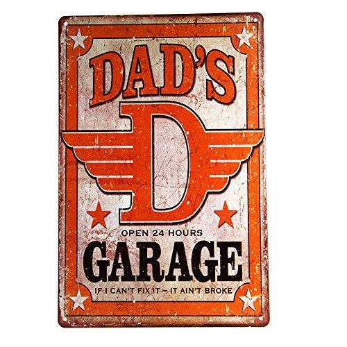 ERLOOD Dad's Garage Metal Tin Sign, Wall Decorative Garage Decor 12 x 8