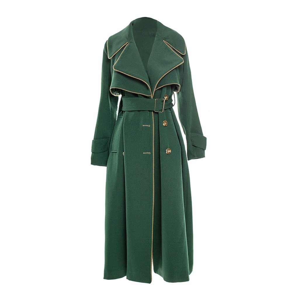 Street Womens X-Long Trench Coat Female Classy Windbreaker Socialite Turn-down Collar Outerwear