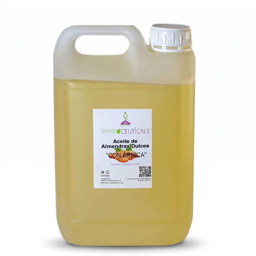 Aceite de Almendras con Árnica 5000ml + Dosificador - Aceite Vegetal con Árnica Montana para Masaje Profesional, Fisioterapia y Quiromasaje