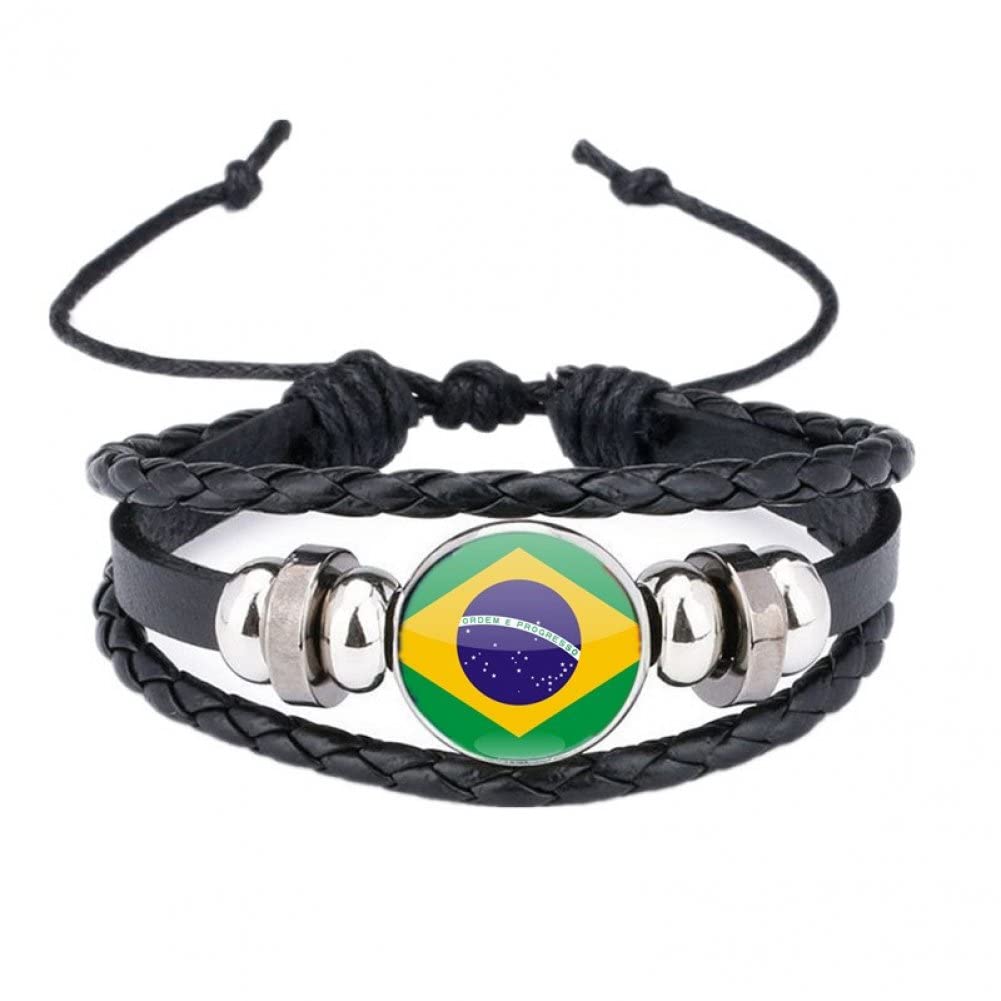 Stakee Brazil Flag Bracelet Brazilian Woven Bracelet Brazilian Patriotic Bangle Bracelet Brazil Friendship Bracelet Jewelry Gift