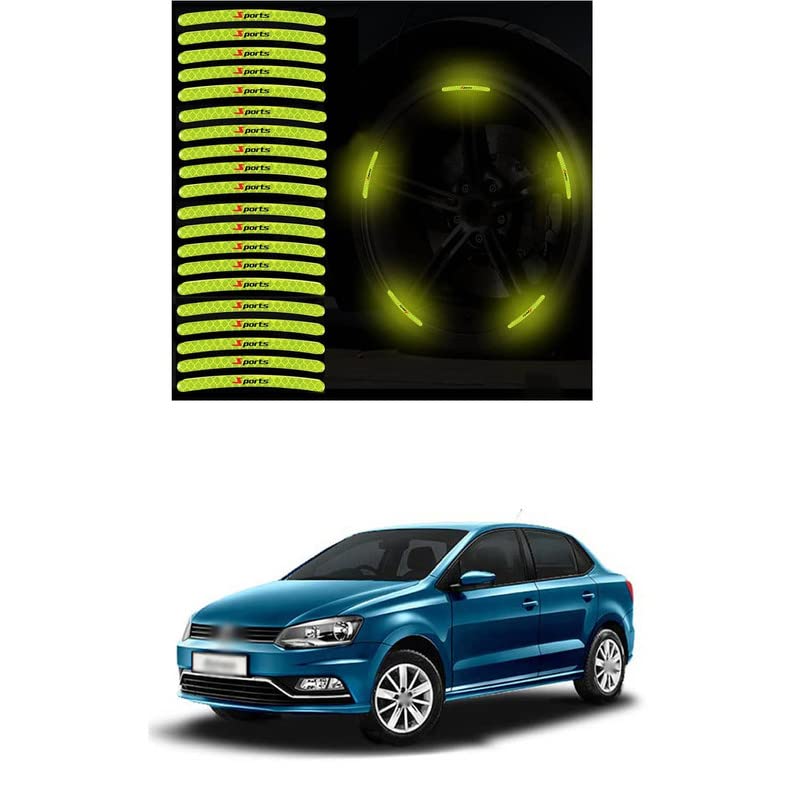Lovmoto Universal Car Wheel Rim Decorative Warning Stripe Stickers Car Wheel Safety Night Reflective Decals Stickers Wheel Warning Adhesive Strips(Neon) Comfortable with Am-eo