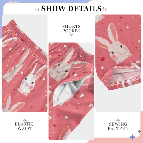 Rabbit Star Red Heart Long Pajama Pants Bottoms Soft Sleepwear with Pockets4