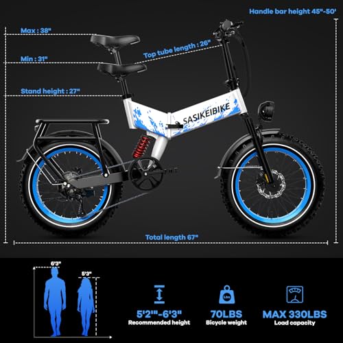 Image of vefreedom 1500W Folding Electric Bike for Adults, 52V 20AH Large Removable Battery E Bike,70 Miles Max Range, 20 inch x4.0 Fat Tire Ebike, Dual Suspension Commute Electric Mountain Bicycle