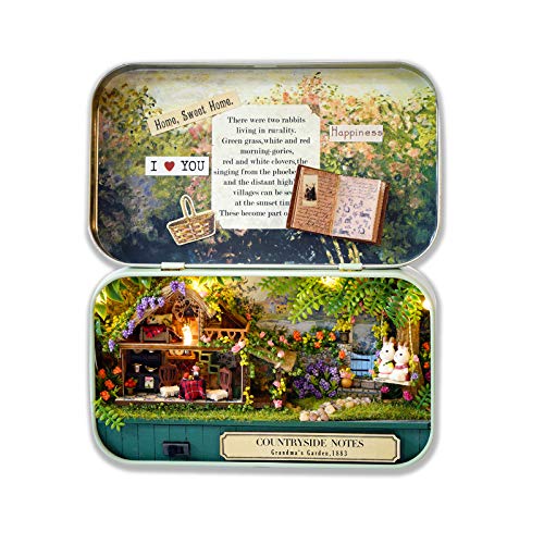 Cuteefun Maison Miniature a Construire Adulte DIY, Kit de Maison Miniature en Boîte, Cadeau de Bricolage Artisanal pour Les Femmes (Country Life)