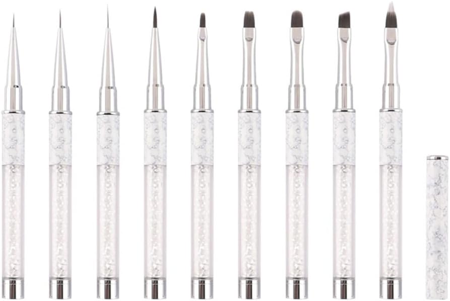 Nail Pen Set with Pen Cap Metal Rod Nail Brush Light Therapy Pen Flat Tip Nail Pen Tool