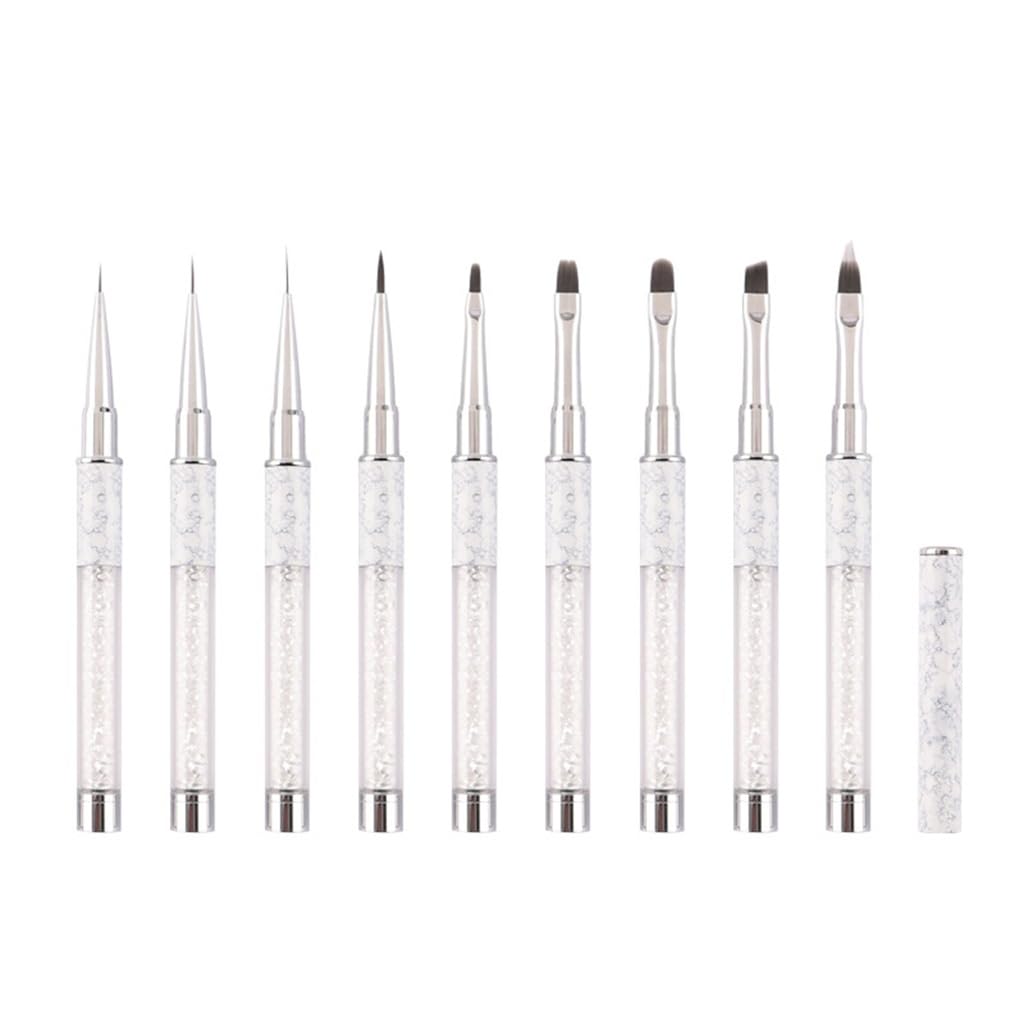 Nail Pen Set With Pen Cap Metal Rod Nail Brush Light Therapy Pen Flat Tip Nail Pen Tool