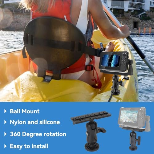 Image of HERCHR Fish Finder Mount Base, Universal 360 Degree Rotation Ball Mount Fish Finder Holder Canoe Kayak Fishing Accessories for Marine Boat Kayak Canoe, default