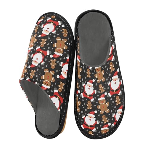Slippers for Women Cookie Man Santa Claus Pattern Soft Winter Warm Shoes Indoor Outdoor Non-Slip House Travel Slippers