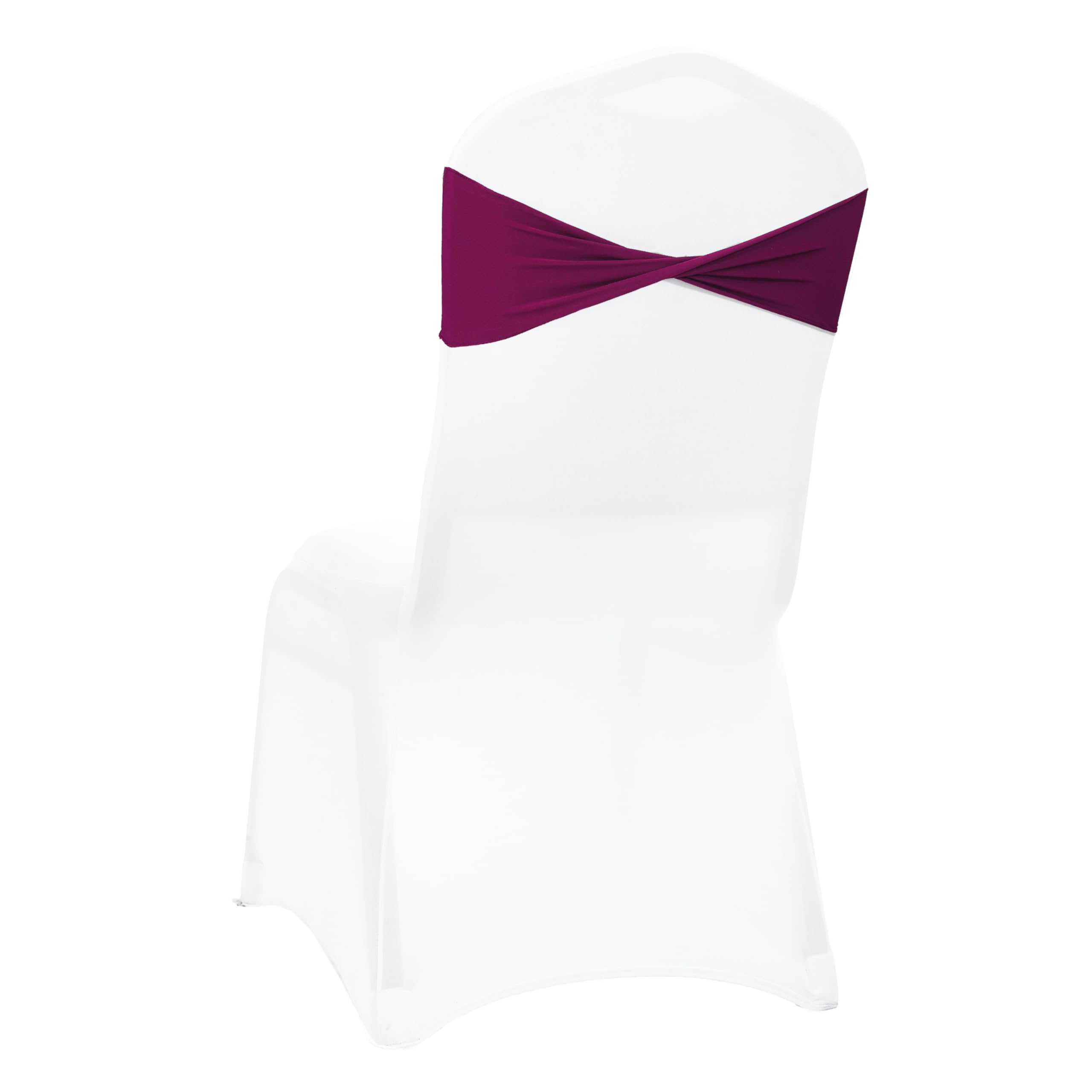 VDS Pack of 10 PCS | Eggplant | Spandex Chair Sashes Bows Without Buckle | Stretch Elastic Banquet Universal Folding Chair Band Tie with for Wedding Party Conference Celebration Event Decoration — image 1