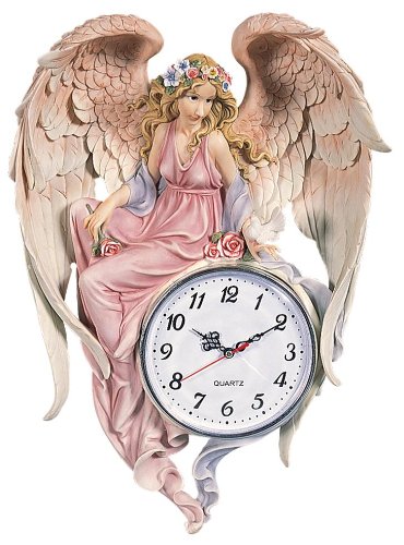 OK Lighting 18" H Enchanted Angel Wall Clock,Pink