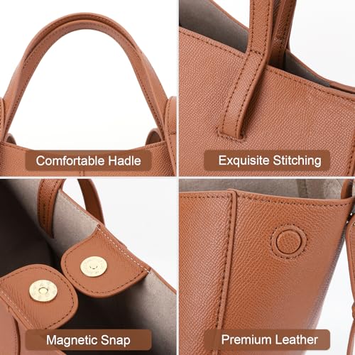 Genuine Leather Vintage Shoulder Bag Large Capacity Tote Bag for Women Chic Leather Tote Handbag with Matching Clutch3