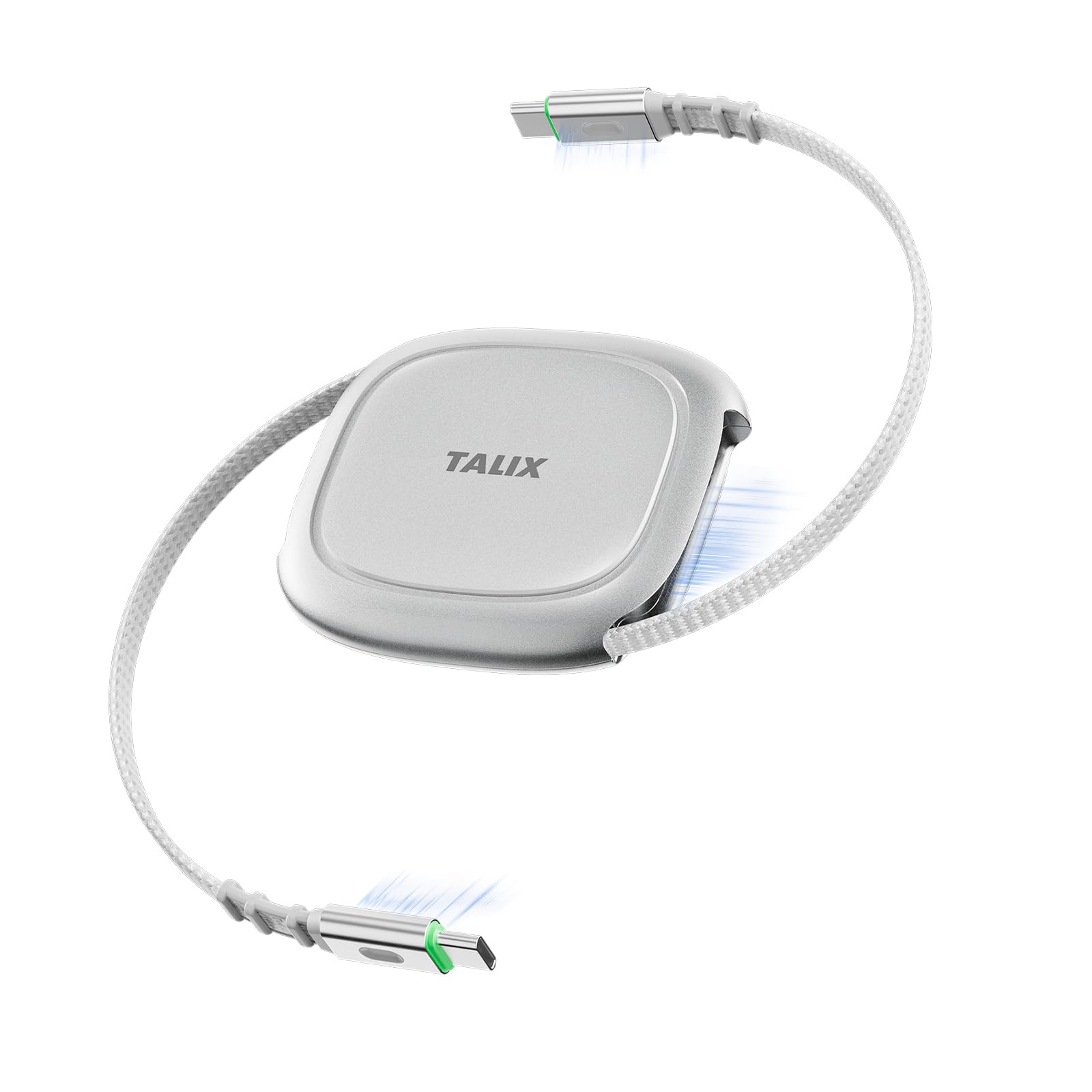 Photo 1 of TALIX 240W Retractable USB C Cable, PD 3.2 Fast Charging USB C to USB C Cable with Mag Snap Storage, E-Marker Chip, Anti-Tangle Retractable Cord for Travel, iPhone 17, MacBook, Samsung S25, 3.94FT