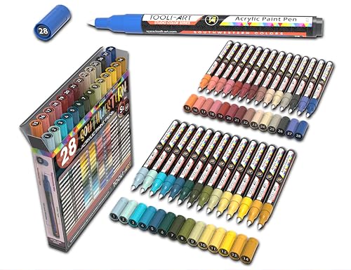 Marqueurs peinture acrylique 0.7mm Lot de 28 feutres pour galet et bois Couleurs Sud-Ouest