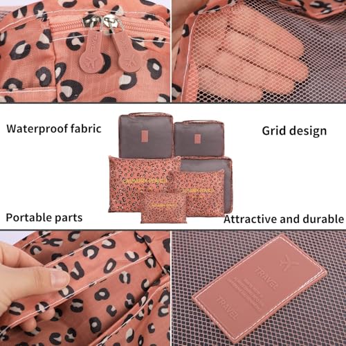 Image of Travel Organizer Pouch Set of 6, Space Saver Packing Cubes for Suitcase, Clothes, Underwear, Socks and Shoes (LEPORD)