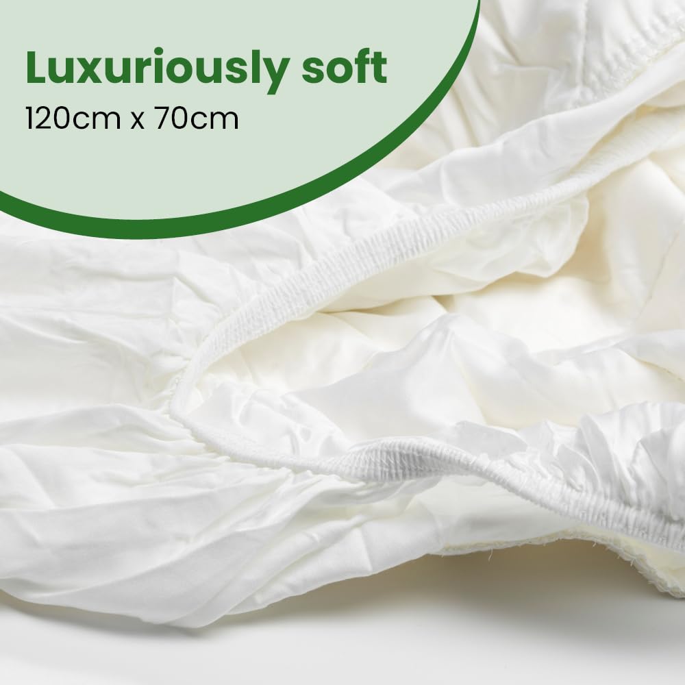 100% Bamboo Baby Cot Fitted Sheets 2 Pack, Natural, 120cm x 70cm - Image 4