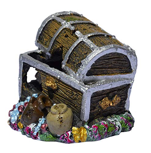 Supa Treasure Chest Aquarium/Fish Tank Ornament, Realistic Detail, Approx. 6cm(L) x 7.5cm(W) x 6.5cm(H). - Image 5