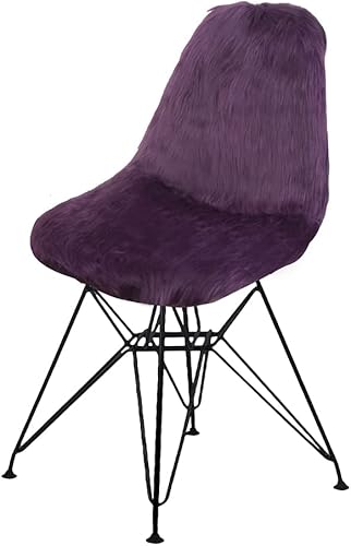 GIA Juego de 1 funda de piel sintética con patas de metal contemporáneas sin brazos y funda extraíble para silla, color morado real disponible en Yaxa Colombia