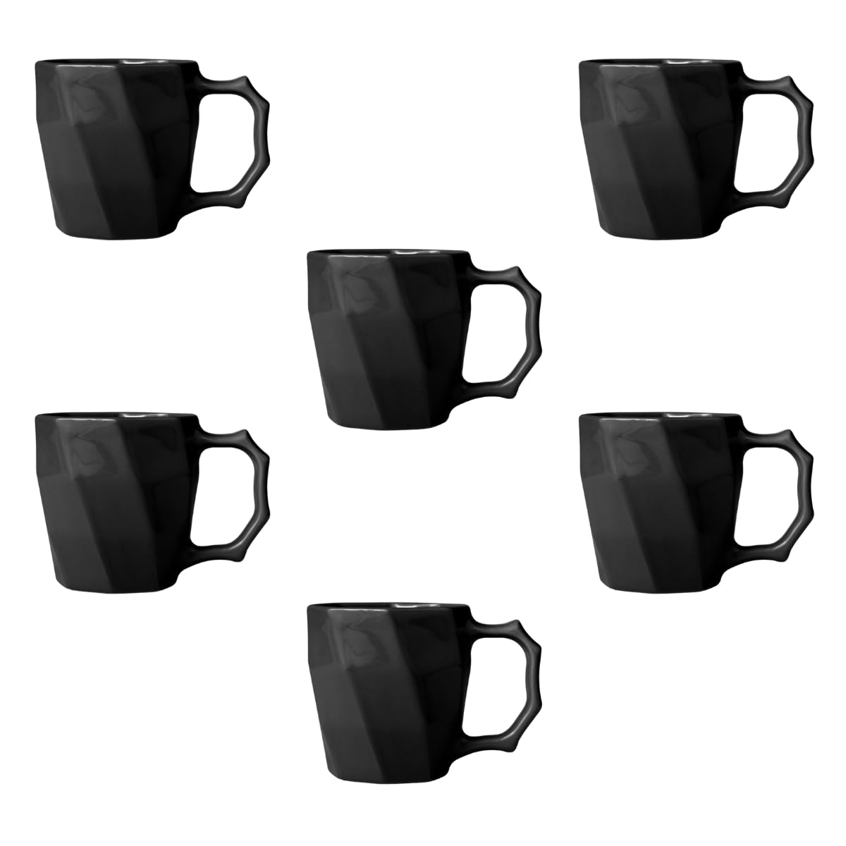 Jogo de Xícaras de Café Cerâmica Louça 120 ml Cores Variadas Kit 6 unidades (Preto)