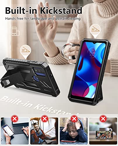 For Motorola Moto-G Pure Phone Case: Moto G-Power 2022 Case Heavy Duty Military Grade Hard Protection Shock Proof Grip | Durable Dual-Layer Armor Design Protective Case Moto G Play 2023 (Black) #TOP1