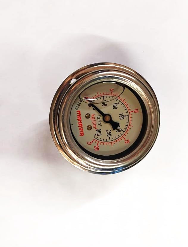 SS Pressure Gauge 21 kg/cm2 300PSI Back Connection with Mounting Plate | Glycerine Filled, Stainless Steel, Back Connection, 1/4" BSP Fitting, with Mounting Plate-picture-27