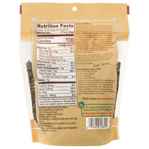 Bobs Red Mill Organic Chia Seeds, 12 Ounce (Pack of 5)