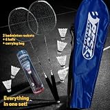 Best Sporting zestaw lotek 500 XT I dla dorosłych i dzieci I zestaw do badmintona składa się z siatki, 2 rakietek, 6 prawdziwych lotek i torby, zestaw lotek dla dzieci, zestaw rakietek do ogrodu, 103