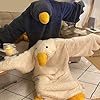 Goose Blanket Hoodie Onesie Adult & Kid,Oversized Warm Duck Wearable Hoodie Blanket with Sleeves,Cozy Sleeping Bag (white, S) #5
