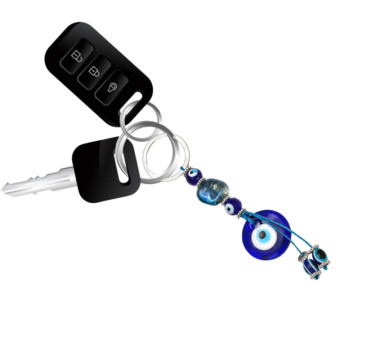 FADBBW Evil Eye Keychains Blue Glass Lucky Eyeball Keychains-Unique Decorative Charm for Bags & Keys (FBEV1-Keychain-11)