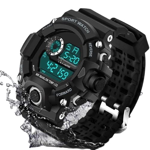 EvaxMulti-Functional Automatic Black Color Strap Waterproof Digital Sports Watch for Men's Kids Watch for Boys Watch for Men