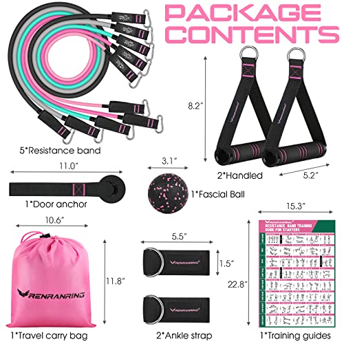 Renranring Resistance Bands For Working Out, 150Lbs Exercise Bands, Workout Bands, Resistance Bands Set With Handles For Men Women, Legs Ankle Straps For Muscle Training, Shape Body, Physical Therapy #TOP1