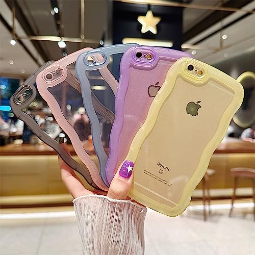 Image of Compatible with iPhone 6s Plus /6 Plus Case 5.5 inch, Cute Kawaii Curly Wave Frame Shape Soft Silicone Shockproof Protective Phone Cover for Women Girls, Clear /Purple
