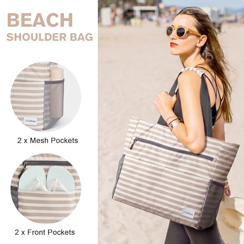 Image of G4Free Beach Bag, Waterproof Sandproof Beach Tote Bag, Large Capacity Foldable for Women