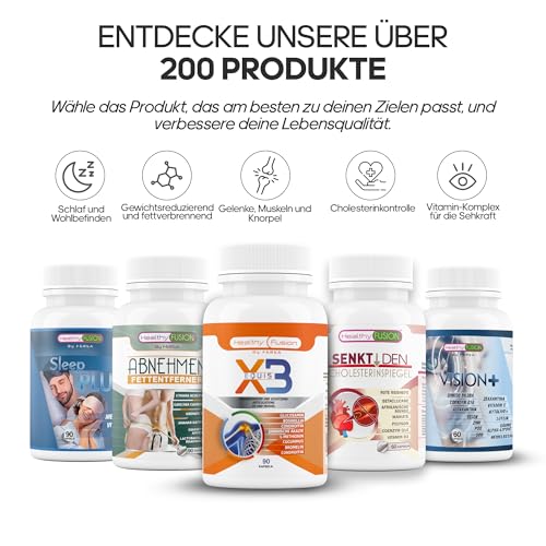 X3 Healthy Fusion | Komplex aus Glucosamin, Chondroitin, Kurkuma & MSM | Für starke Gelenke, gesunden Knorpel & leistungsfähige Muskeln | Lindert Schmerzen & verbessert die Beweglichkeit | 90 Kapseln