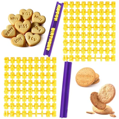 dinghaole 144 Pièces Emporte Piece Lettre Tampon Patisserie, Biscuit Stamp, Cookie Stamp Letter stamp, pour Décorer des Biscuits, des Gâteaux, des Fondants