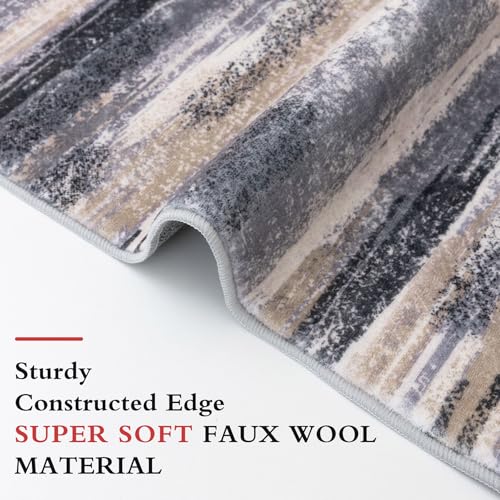 Image of Lansny Abstract Washable 2x8 Runner Rug Non Slip Runners for Hallway | Grey Black Multi;Thin Printed Faux Wool Rug Runners for Kitchen, Entryway;Hallway Runner Rug Non Skid;8ft Carpet Runner