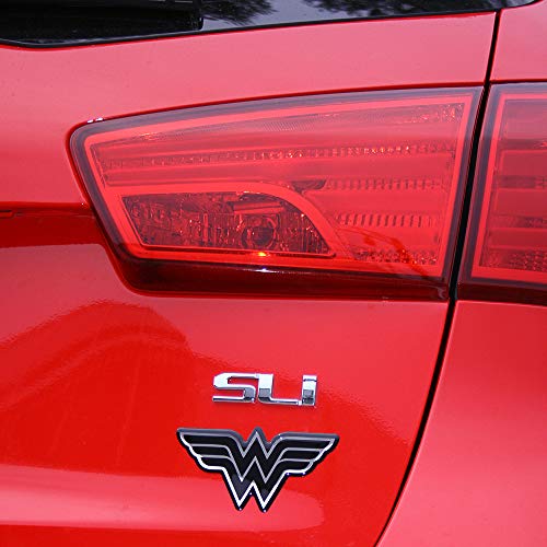 Image of Fan Emblems Wonder Woman Domed Chrome Car Decal - Classic Logo (Black and Chrome)