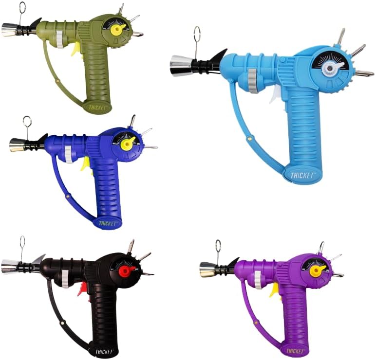 THiCket Raygun Torch Lighter, with Adjustable Flame and Safety Lock Solid Colors (EZ Blue)