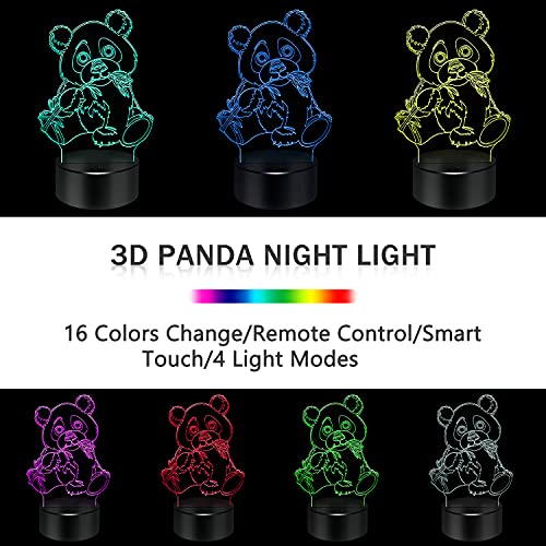 Image of BASSI Panda Gift Panda Lamp for Kids, 16 Colors Changing Remote Control Night Light Panda Toy - Birthday for Boys Girls Age 3 4 5 6 7 8 9 Teenages