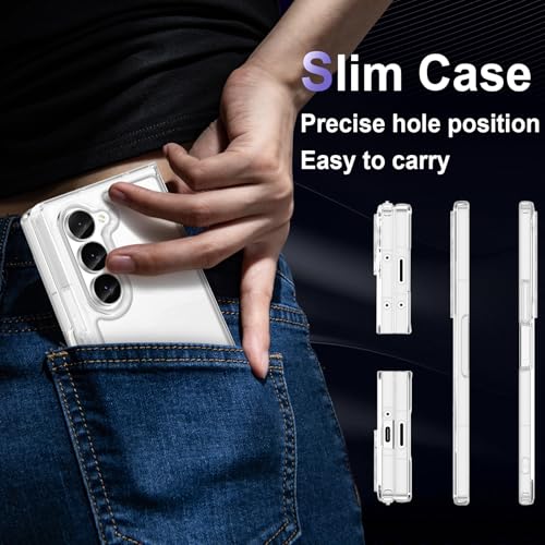 Image of Case for Samsung Galaxy Z Fold 6, Military Grade Drop Protection Clear Phone Case, Yellowing Resistant, Anti-Scratch Hard PC Back, Shockproof Hard Ultra-Thin Protective Cover, Transparent